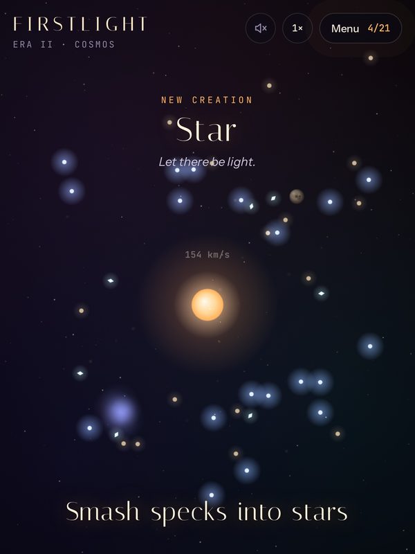 Firstlight on iPad — a new star forms: Let there be light