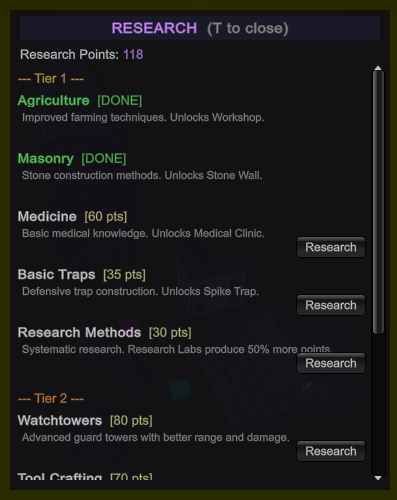 Safe Zone screenshot — research tree